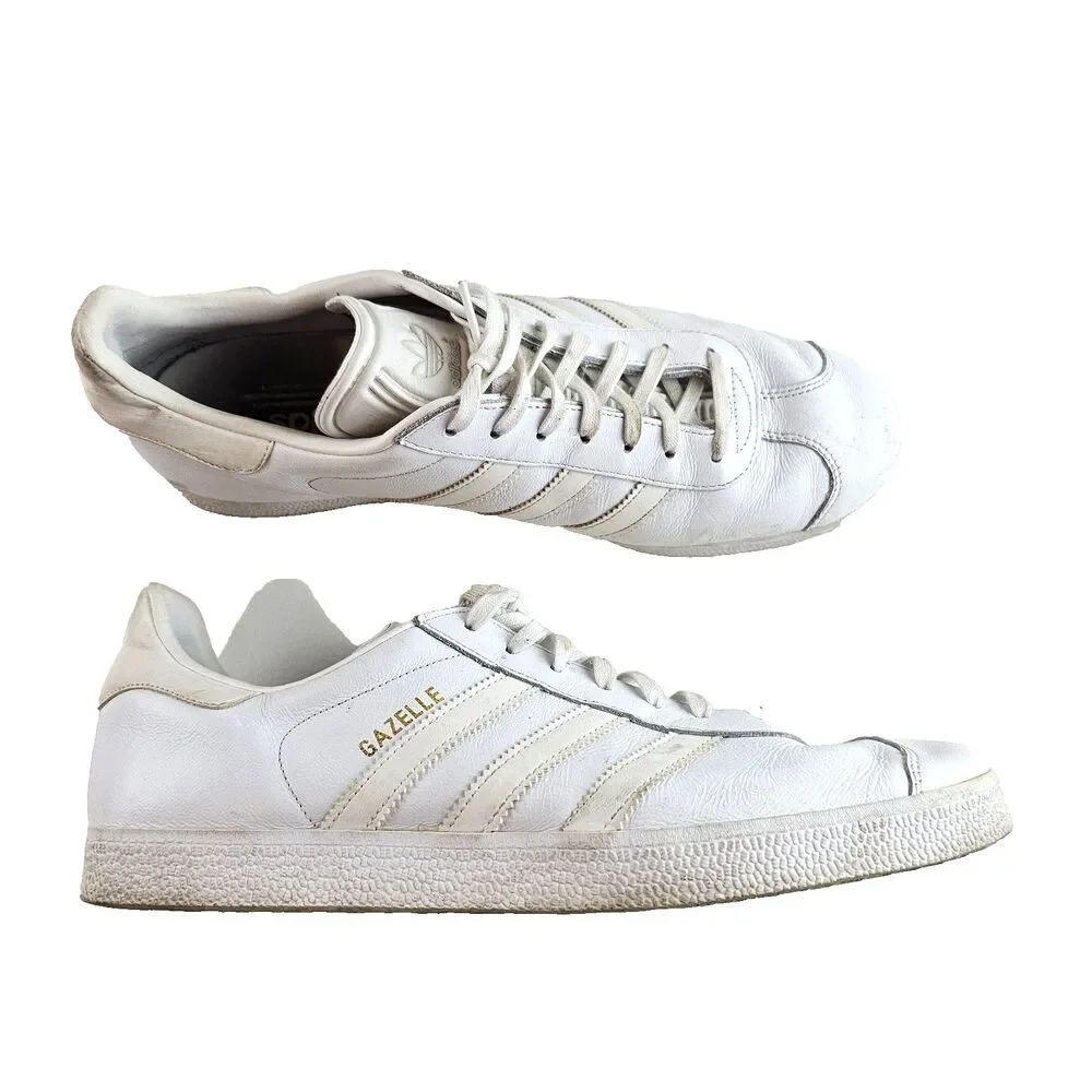 Adidas Originals Gazelle OG Triple White Men’s 10.5 Leather Sneakers BB5498